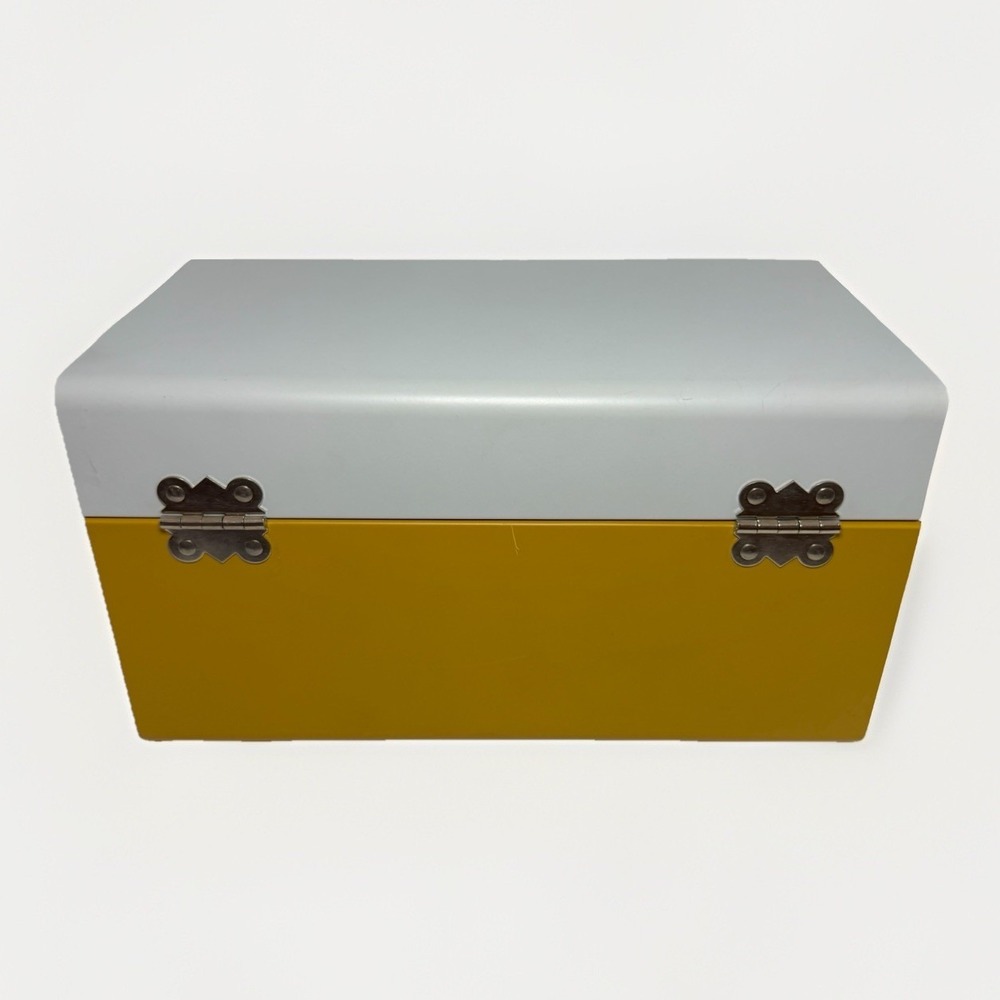 Vintage Mid-Century Glenwood Metal Document Box White/Mustard - Picture 2 of 10
